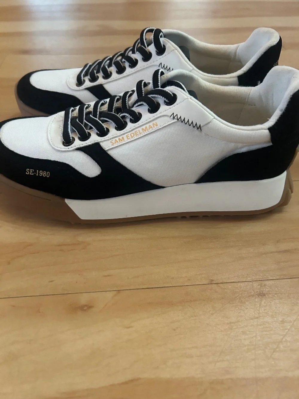 Sam Edelman Black and White Leather Sneakers